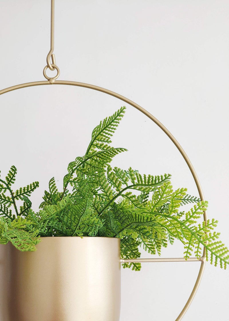 RISEON Boho Gold Metal Plant Hanger,Metal Wall and Ceiling Hanging Planter, Modern Planter, Mid Century Flower Pot Plant Holder, Minimalist Planter for Indoor Outdoor Home Decor - Image 4